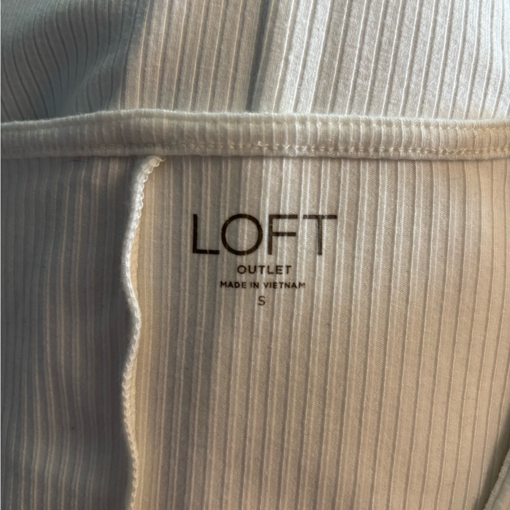 LOFT Cream Ruffle V-Neck Blouse - Picture 2 of 5